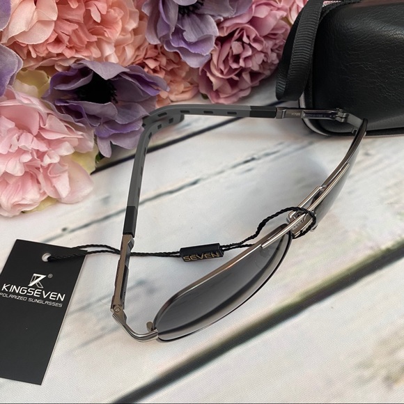 KINGSEVEN Vintage Gray Polarized Aviator Sunglasses - Picture 7 of 16